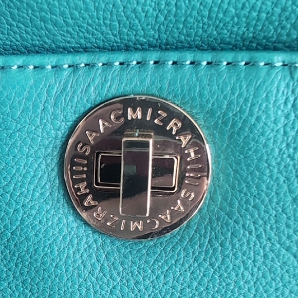 Isaac Mizrahi Turquoise and Tan Shoulder Bag - Picture 2 of 11